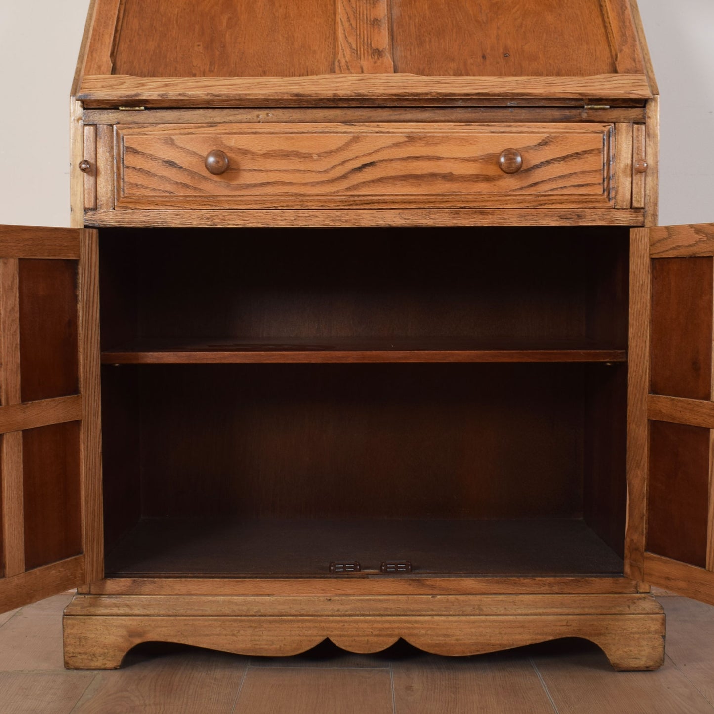 Oak Glazed Bureau Bookcase