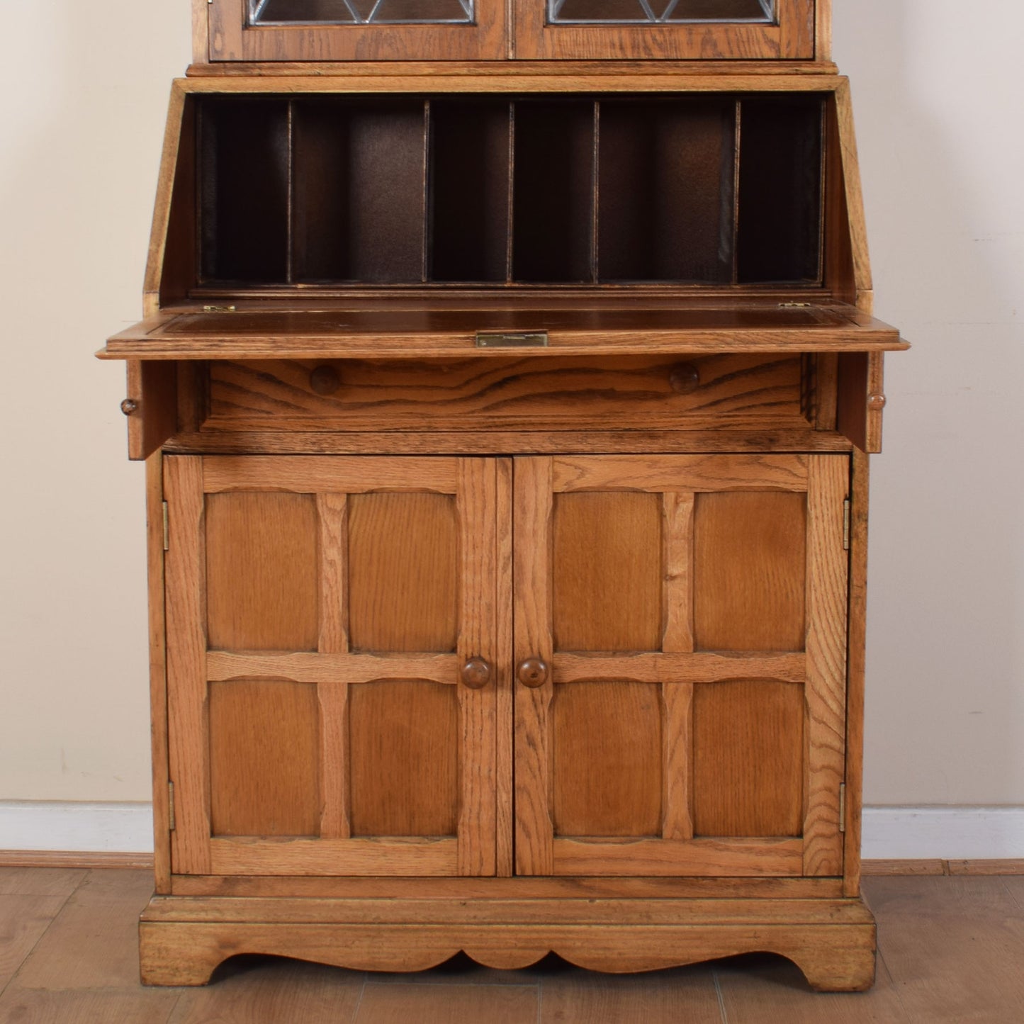 Oak Glazed Bureau Bookcase