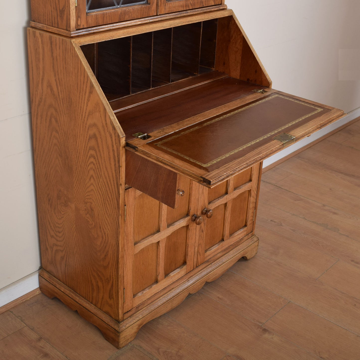 Oak Glazed Bureau Bookcase