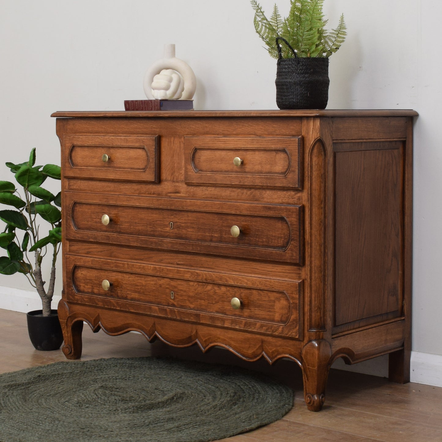 Solid Oak French Chest Of Drawers