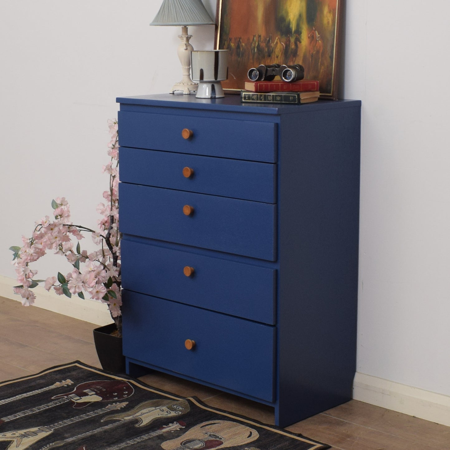 Painted Teak Veneer Chest of Drawers