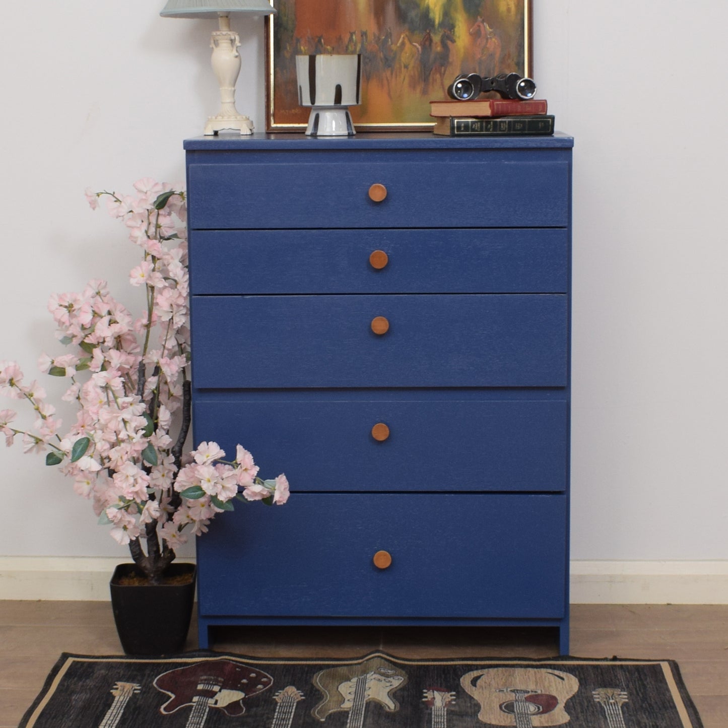 Painted Teak Veneer Chest of Drawers