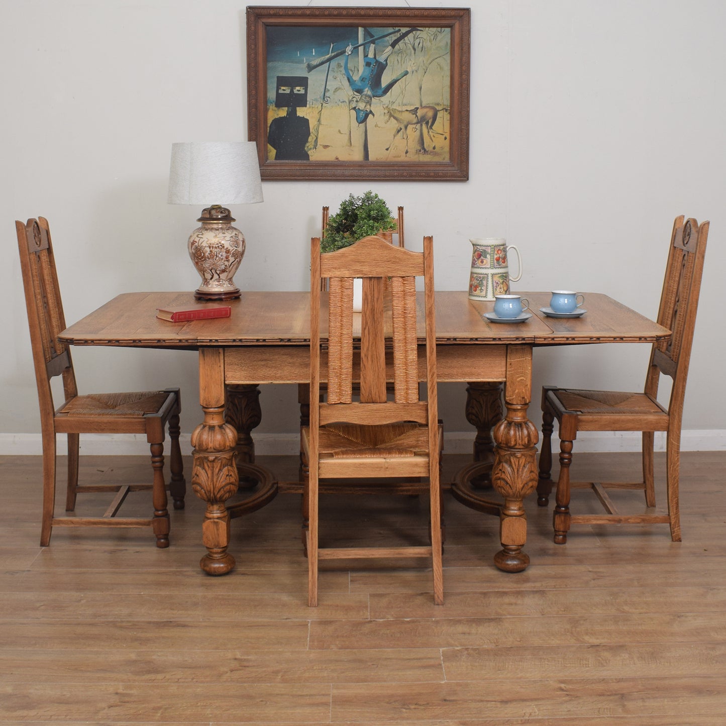 Restored Vintage Draw-Leaf Table And Four Chairs