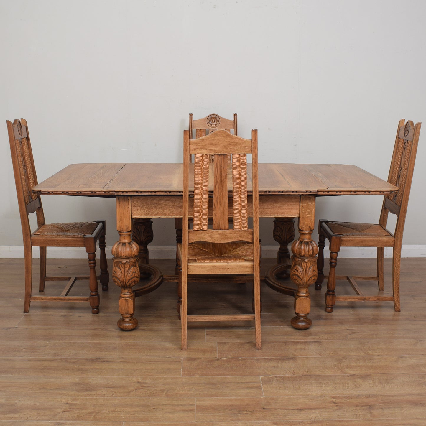 Restored Vintage Draw-Leaf Table And Four Chairs