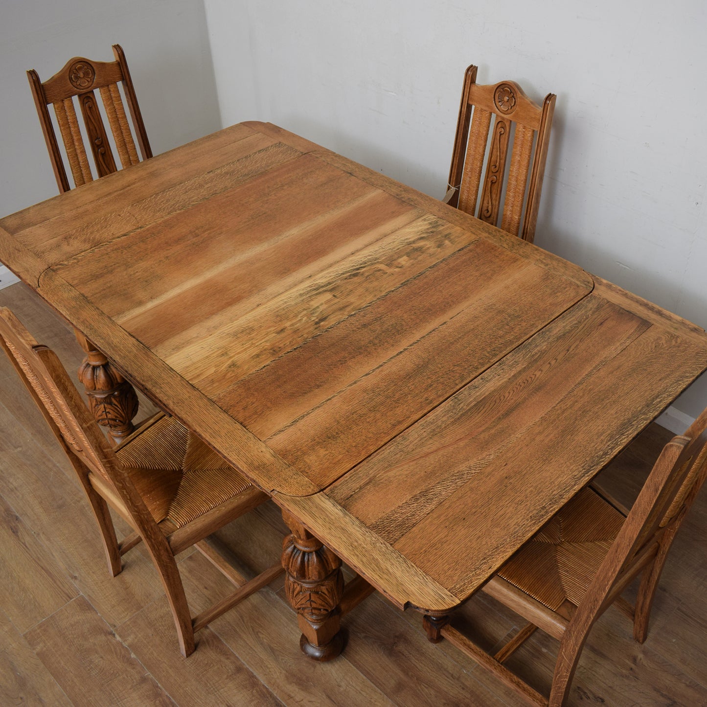 Restored Vintage Draw-Leaf Table And Four Chairs