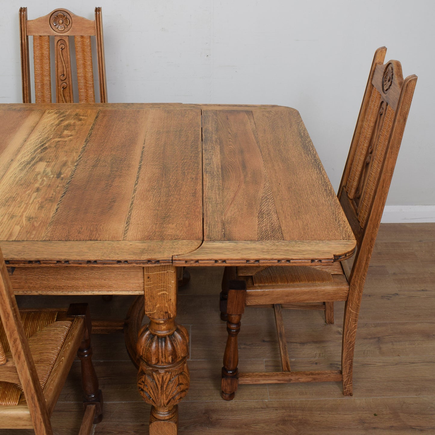 Restored Vintage Draw-Leaf Table And Four Chairs