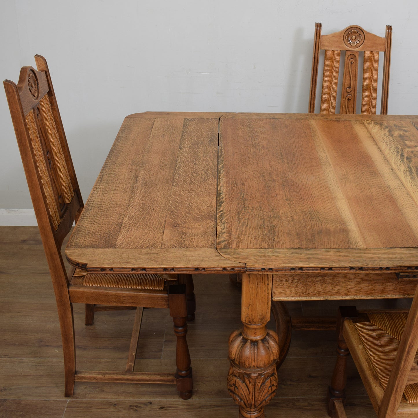 Restored Vintage Draw-Leaf Table And Four Chairs