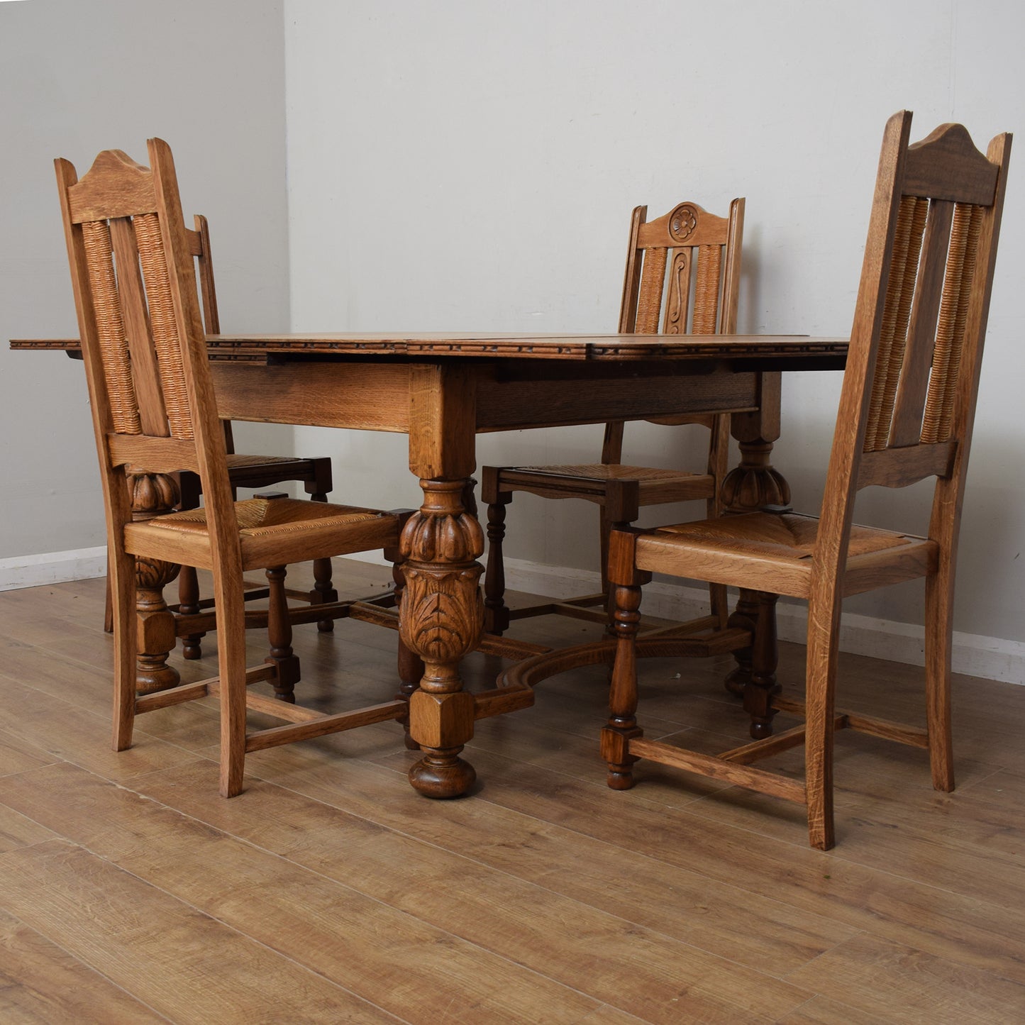 Restored Vintage Draw-Leaf Table And Four Chairs