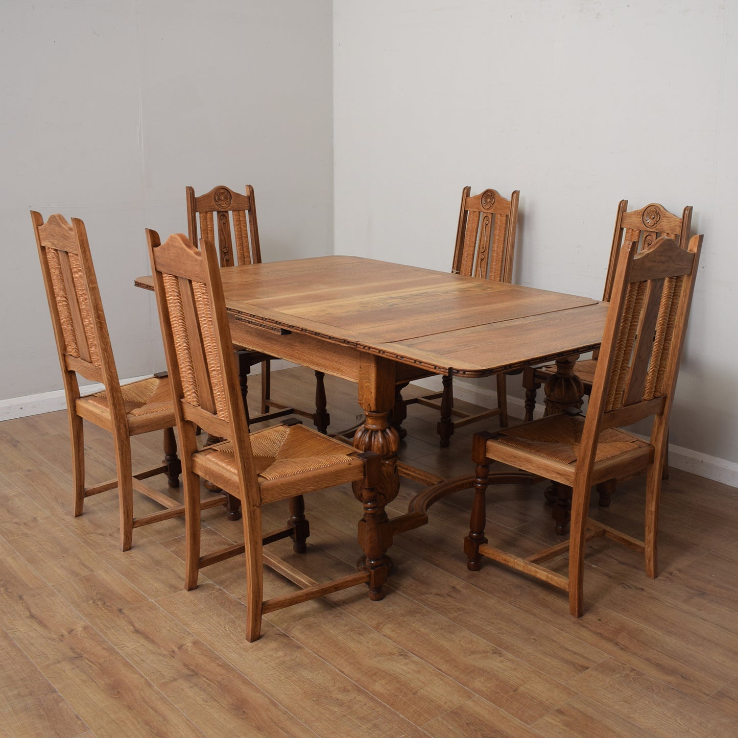 Restored Vintage Draw-Leaf Table And Four Chairs