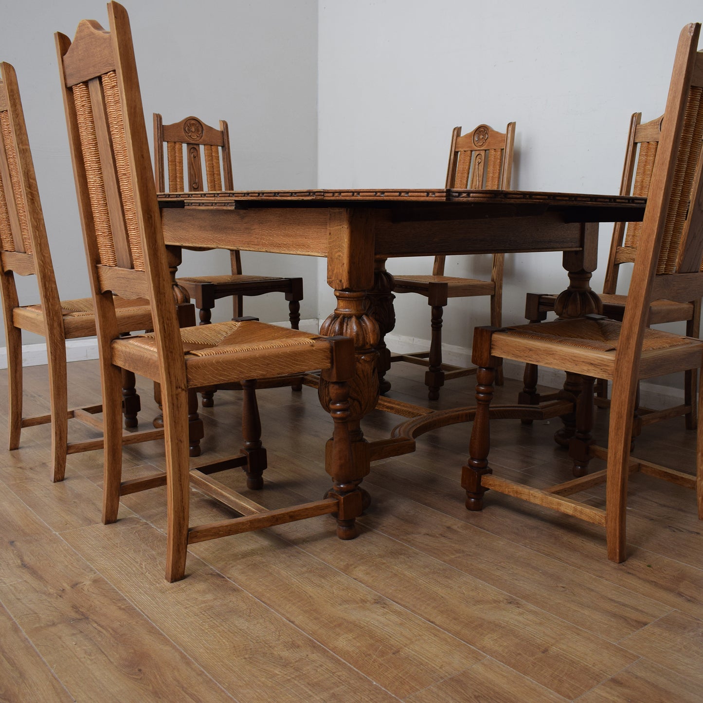 Restored Vintage Draw-Leaf Table And Four Chairs