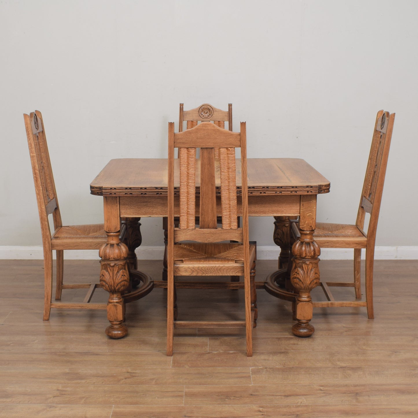 Restored Vintage Draw-Leaf Table And Four Chairs