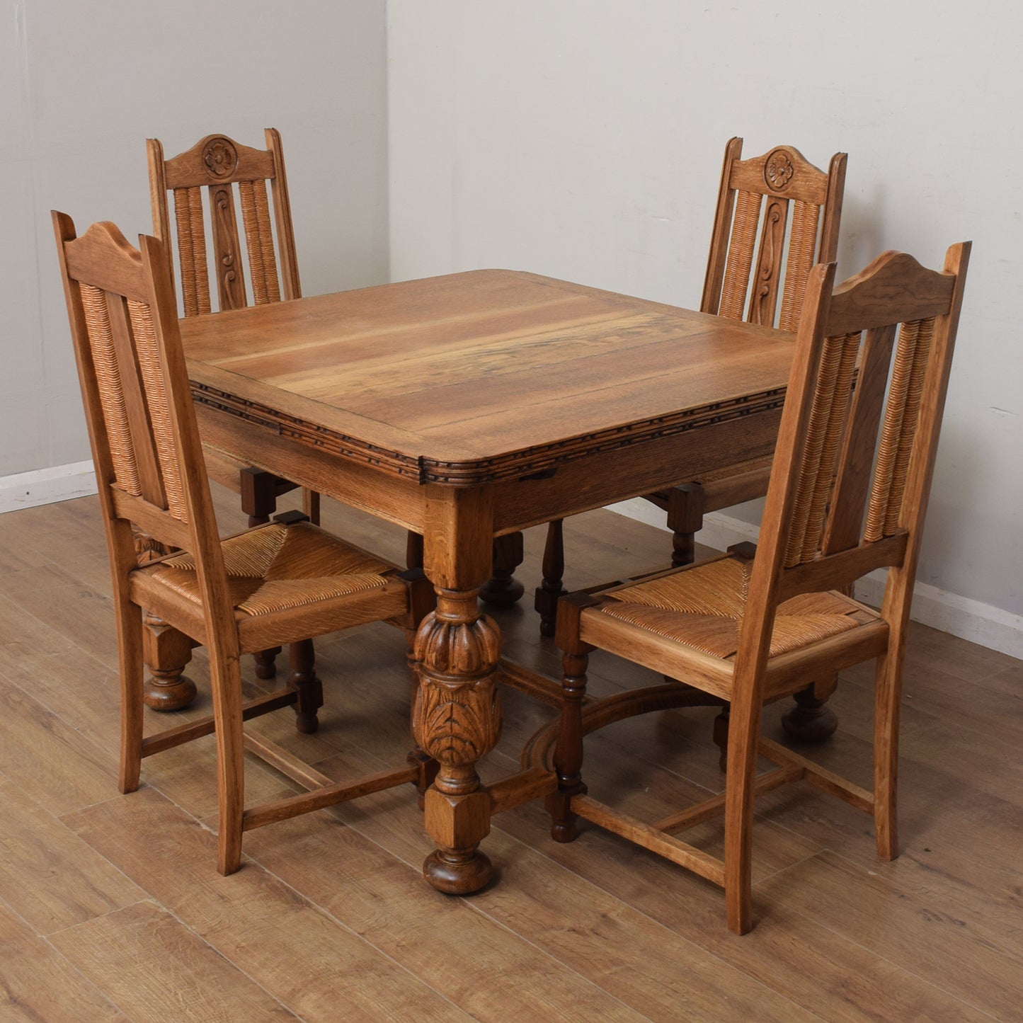 Restored Vintage Draw-Leaf Table And Four Chairs