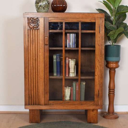 Restored Glazed Bookcase with Side Shelves