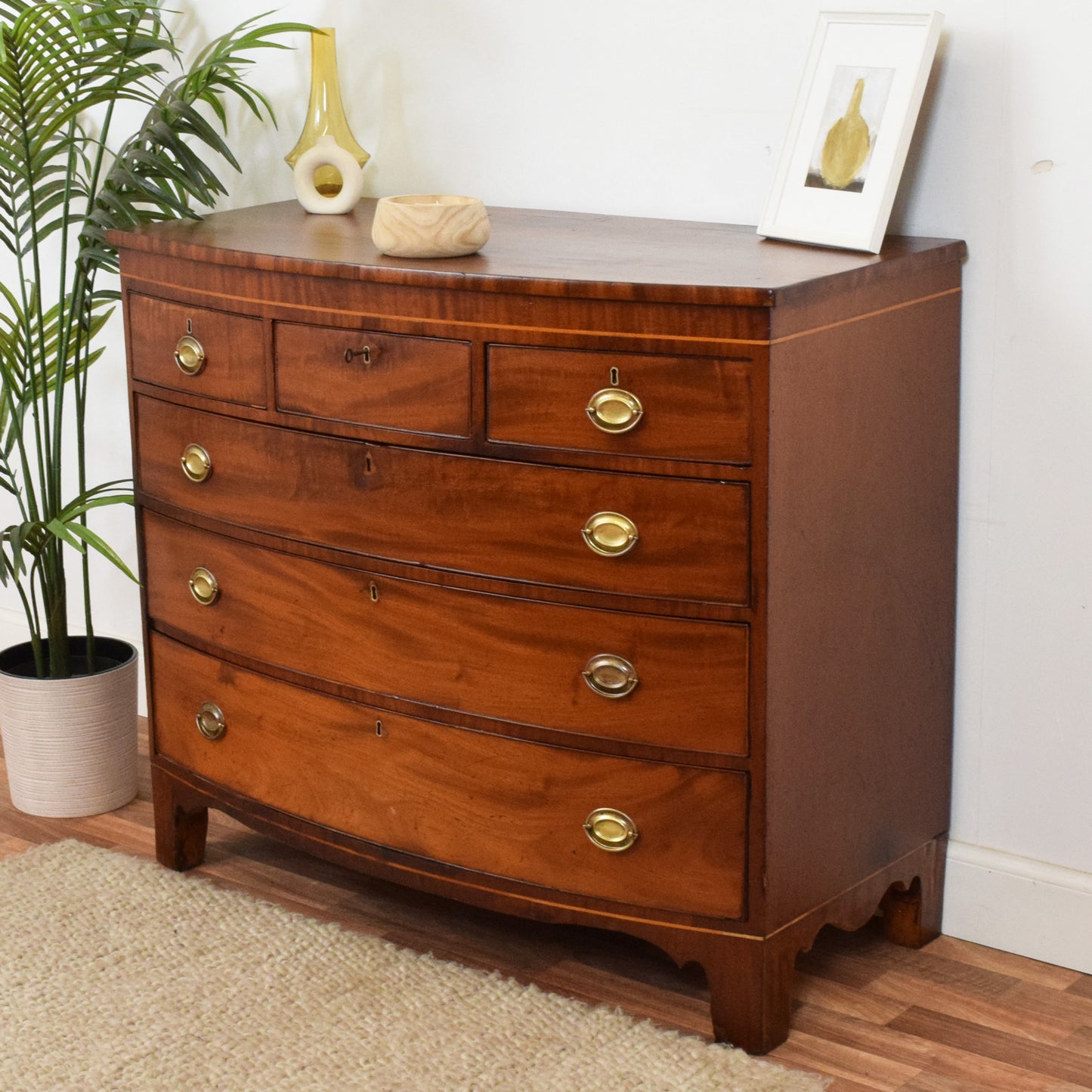 Rustic Bow Fronted Chest of Drawers