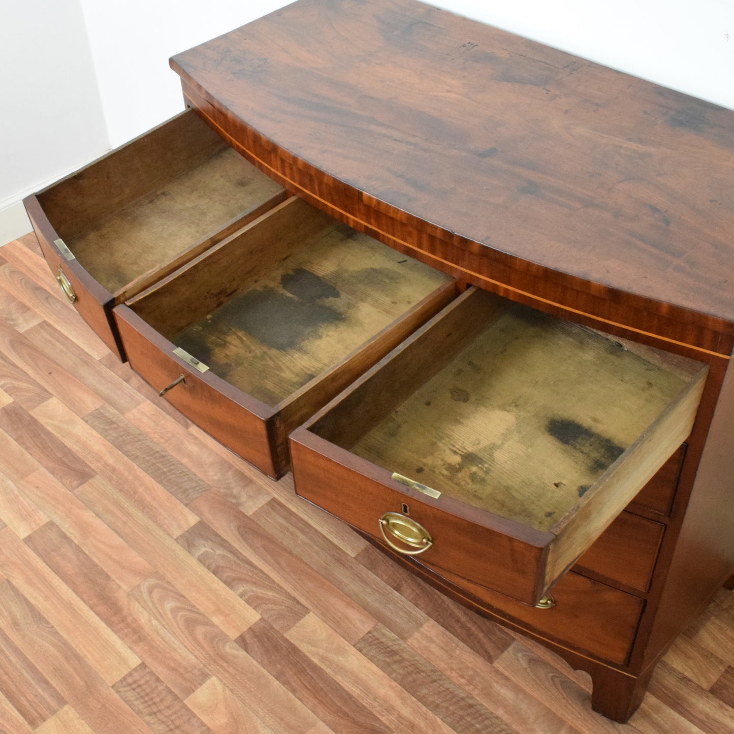 Rustic Bow Fronted Chest of Drawers