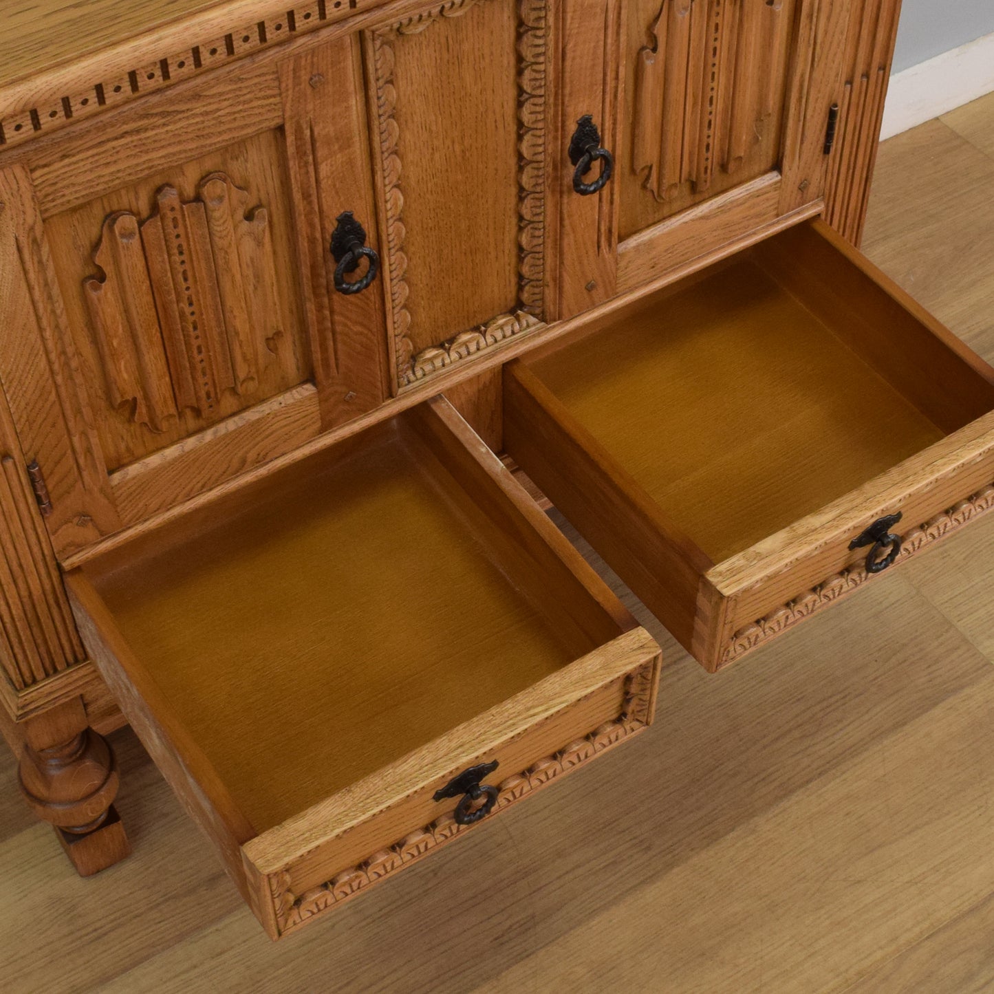 Carved Linenfold Sideboard