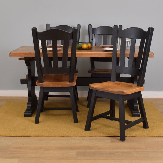 Painted Oak Table and Four Chairs