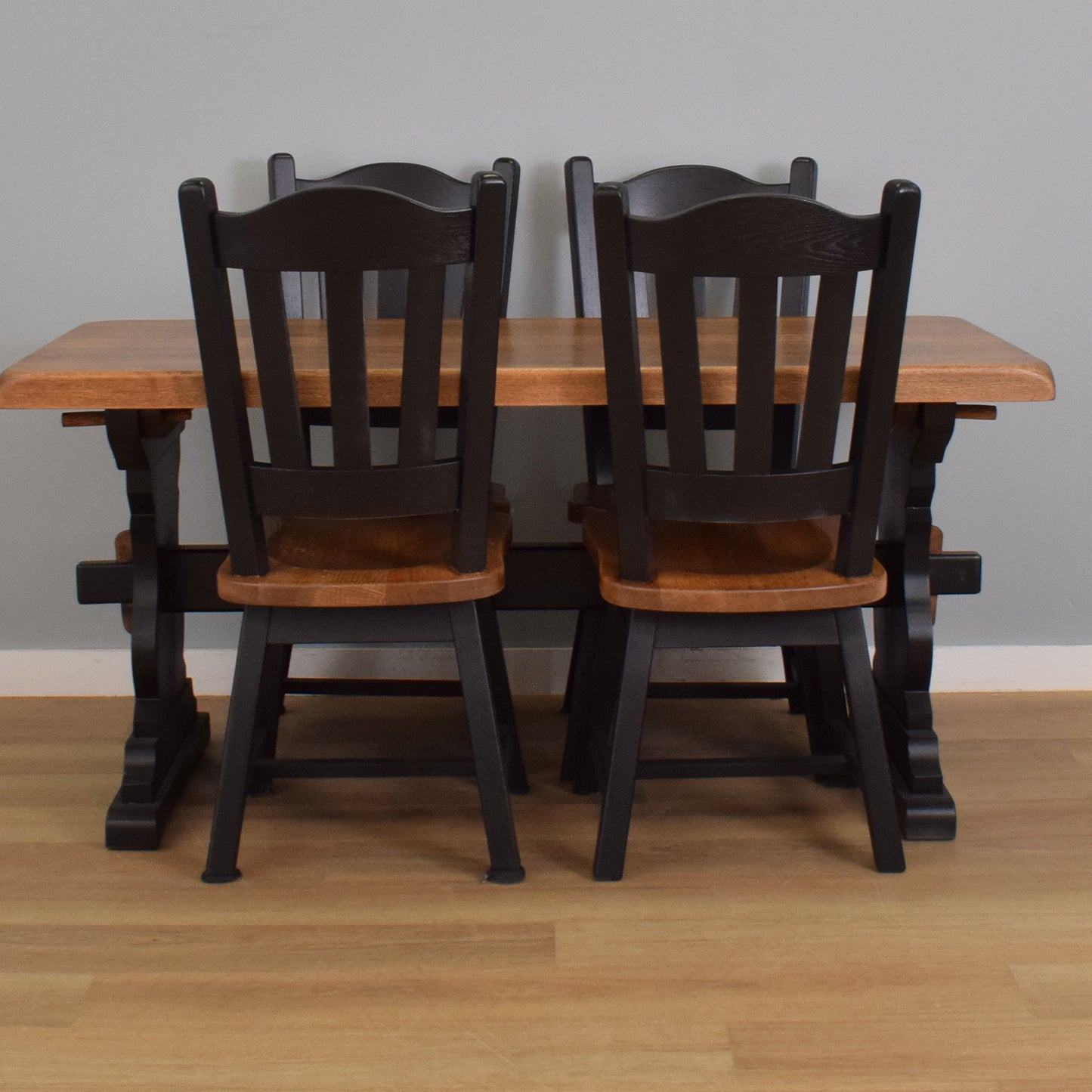 Painted Oak Table and Four Chairs