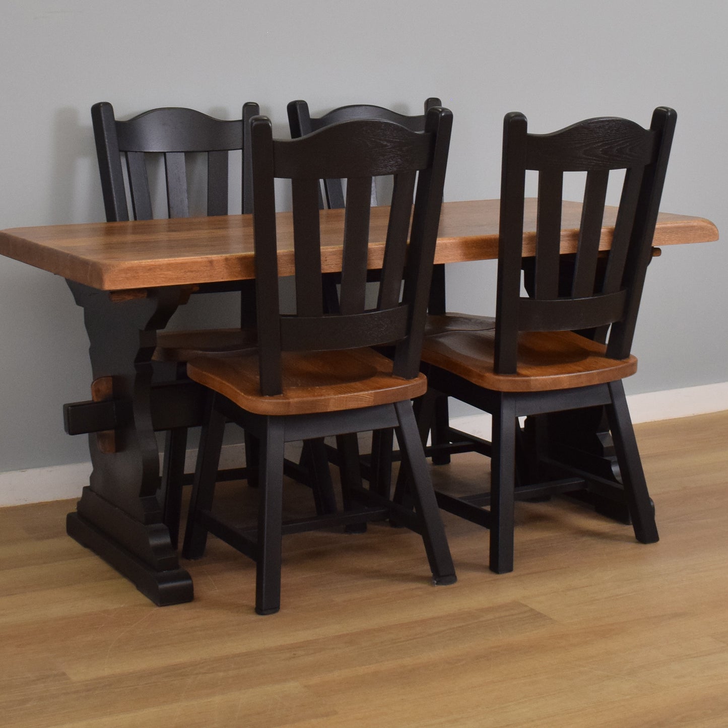 Painted Oak Table and Four Chairs