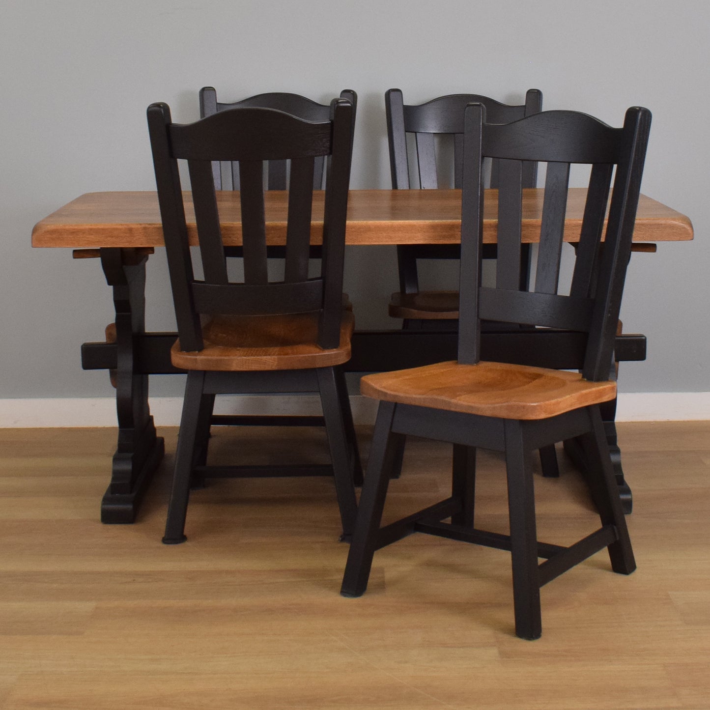 Painted Oak Table and Four Chairs