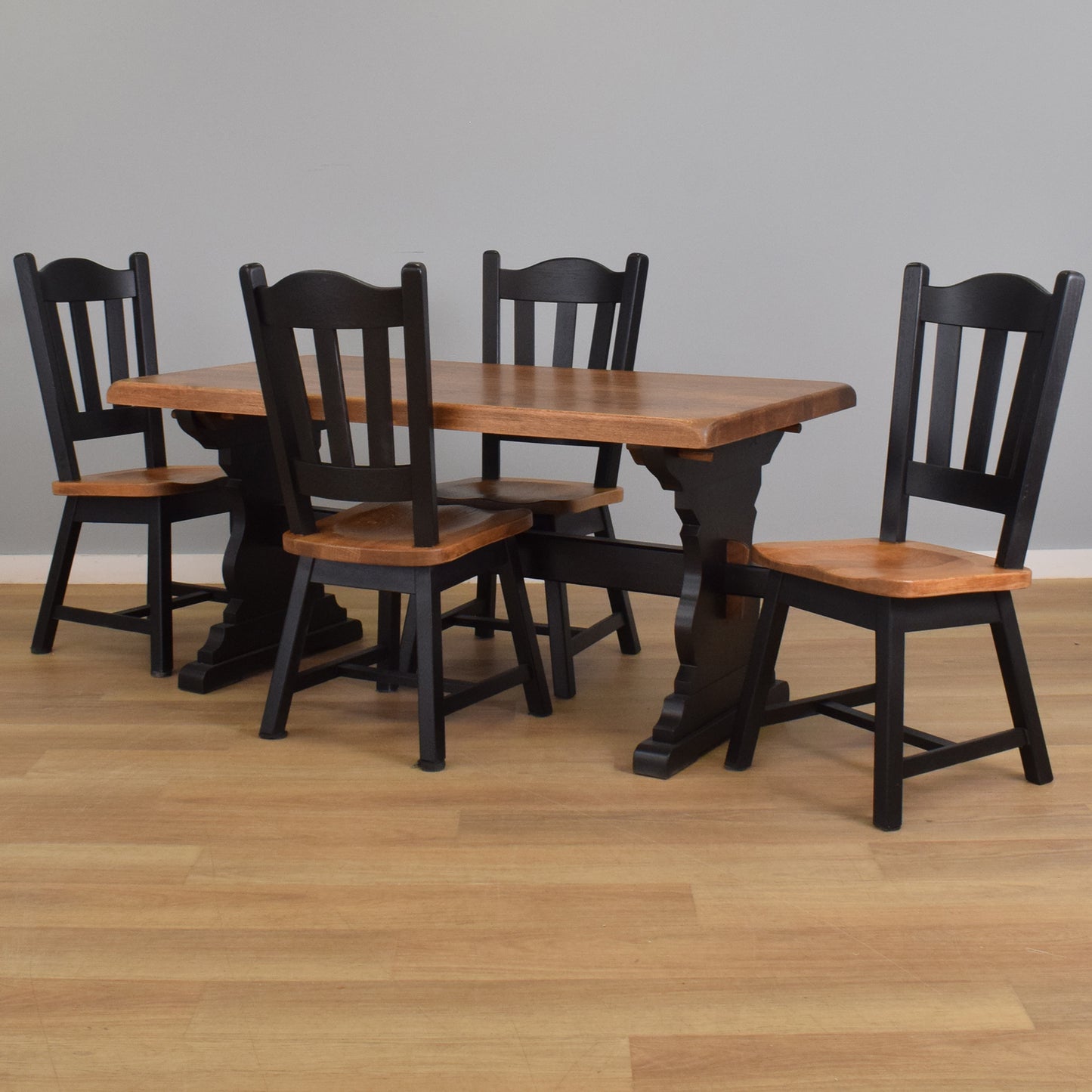 Painted Oak Table and Four Chairs