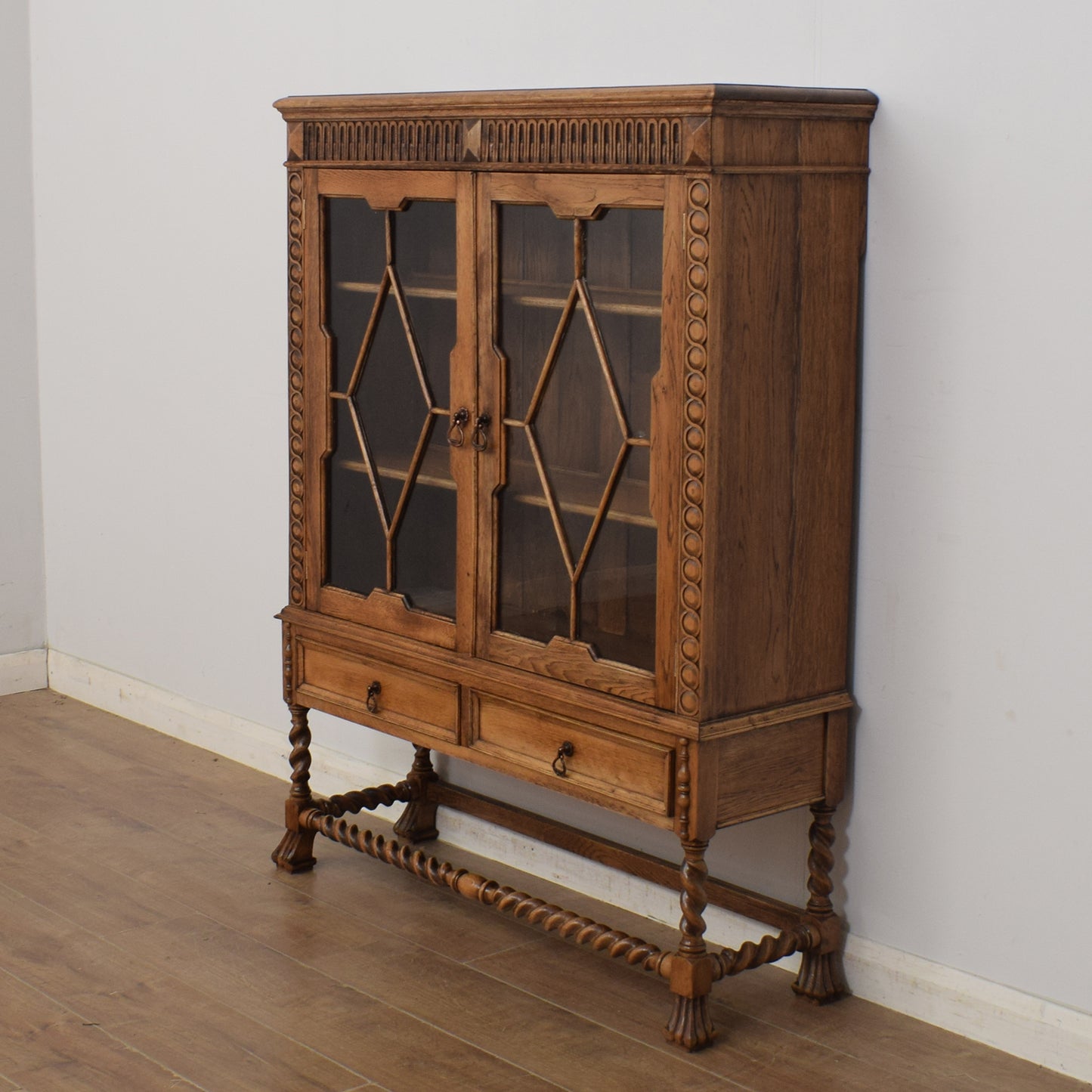 Carved Oak Glazed Cabinet