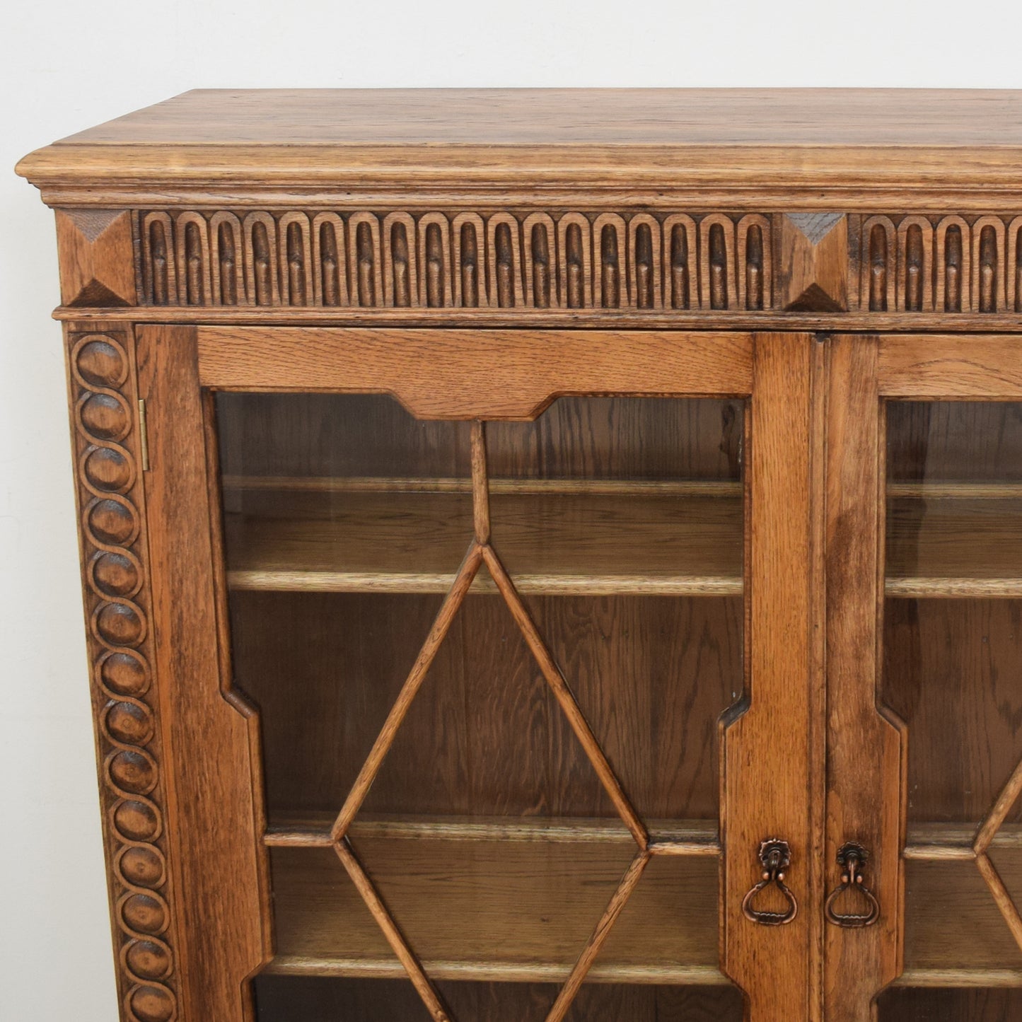 Carved Oak Glazed Cabinet