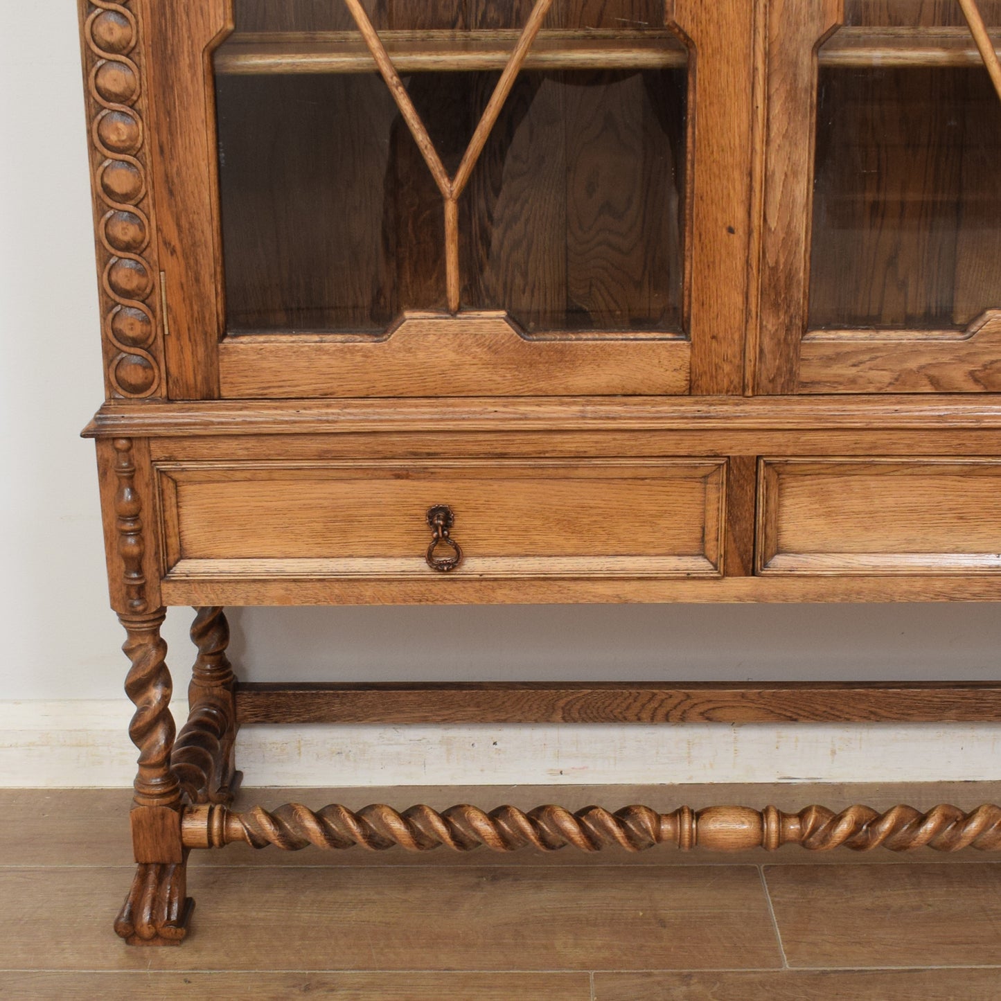 Carved Oak Glazed Cabinet