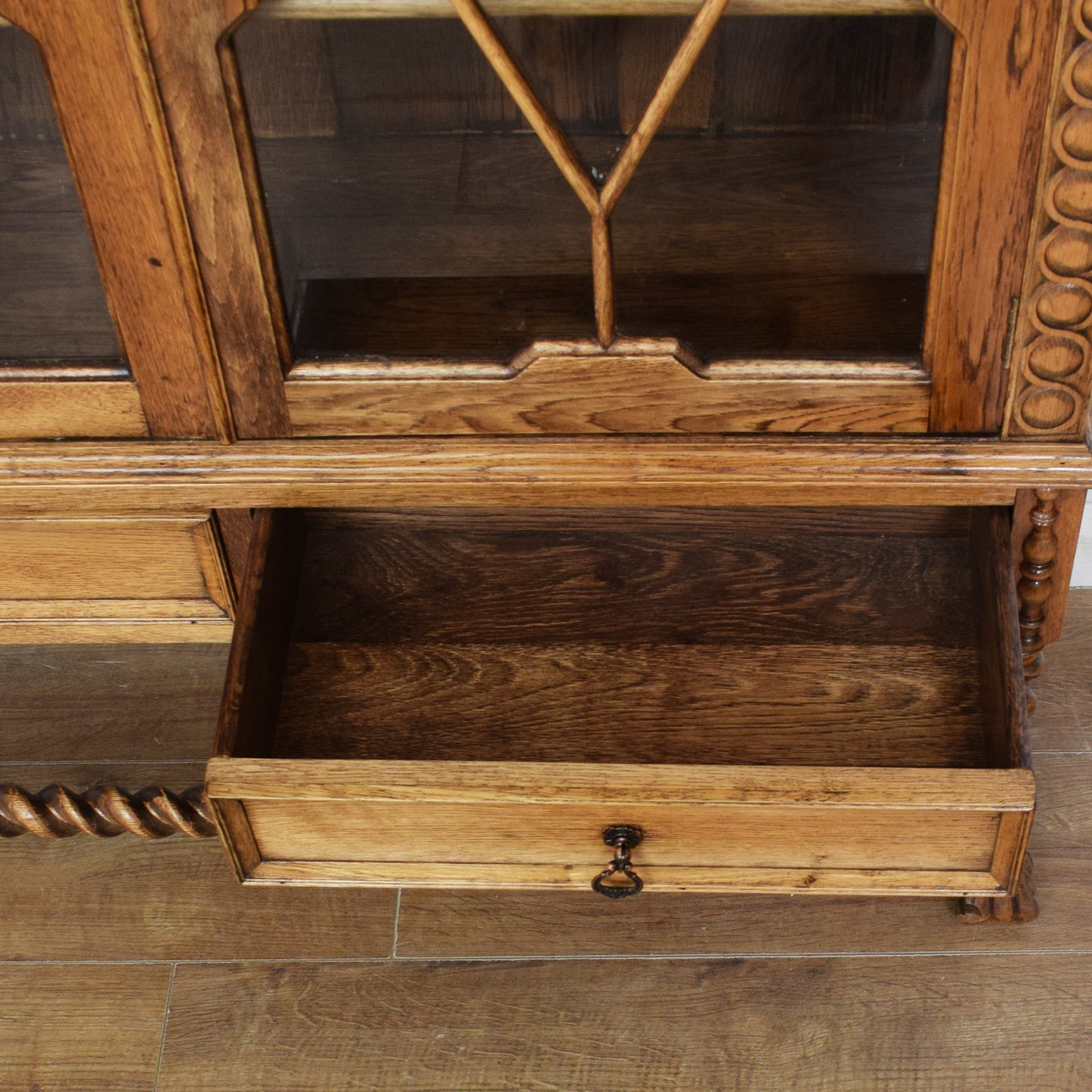 Carved Oak Glazed Cabinet