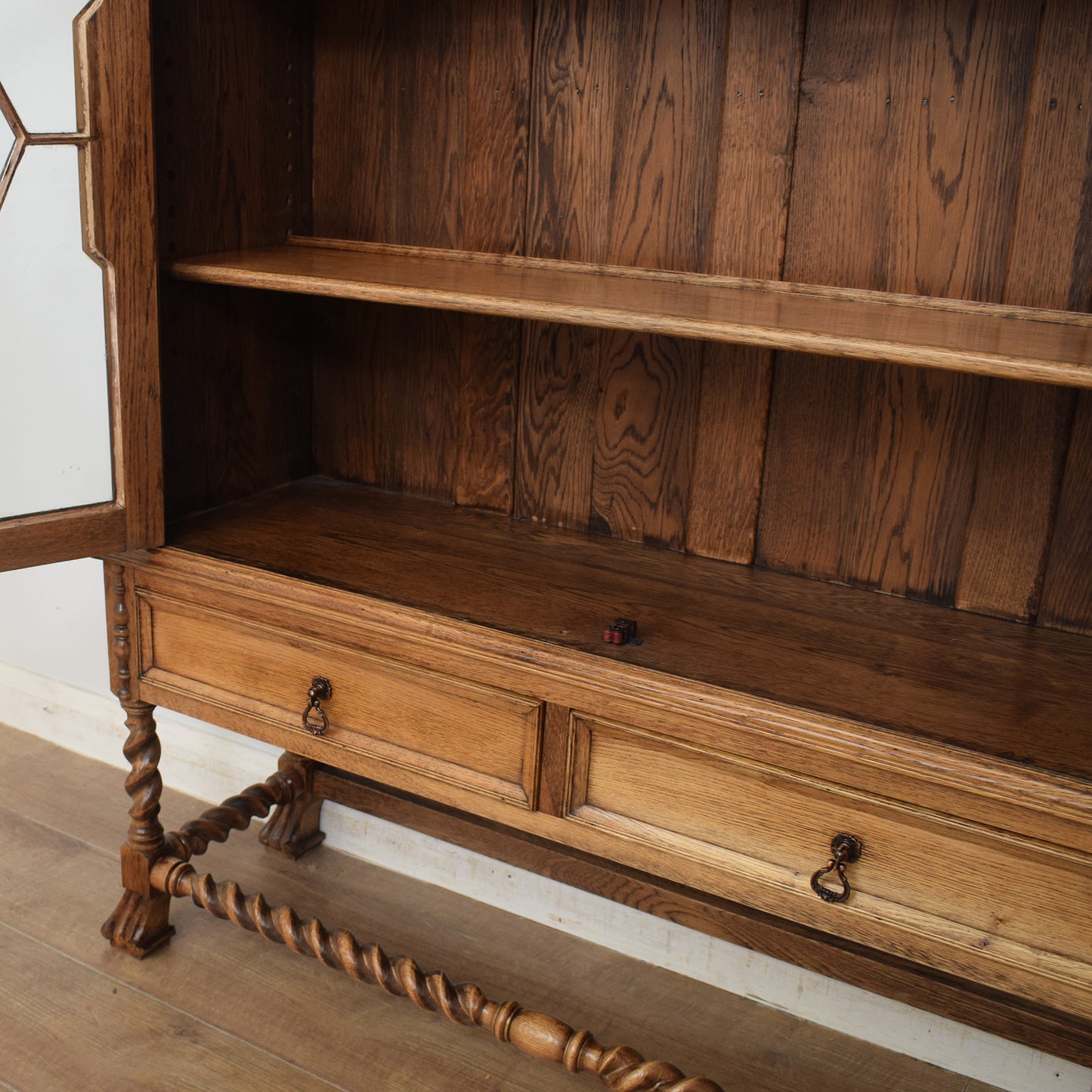 Carved Oak Glazed Cabinet
