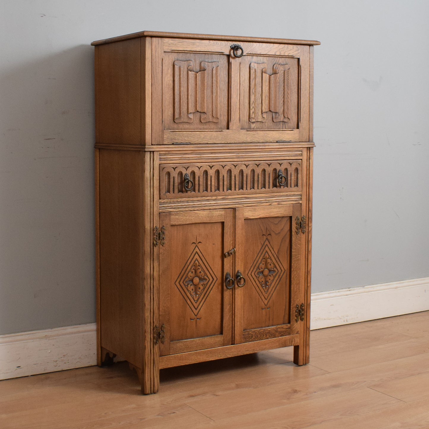 Jaycee Oak Drinks Cabinet