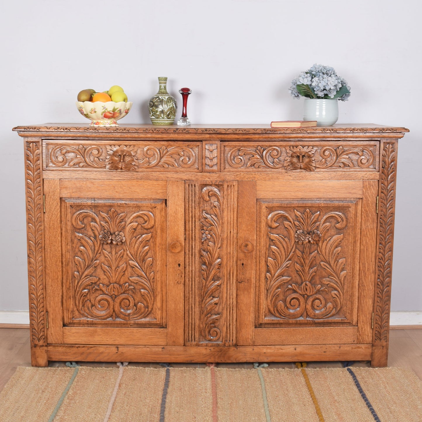 Ornate Oak Carved Greenman Sideboard