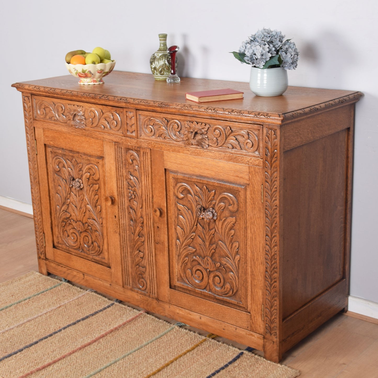 Ornate Oak Carved Greenman Sideboard