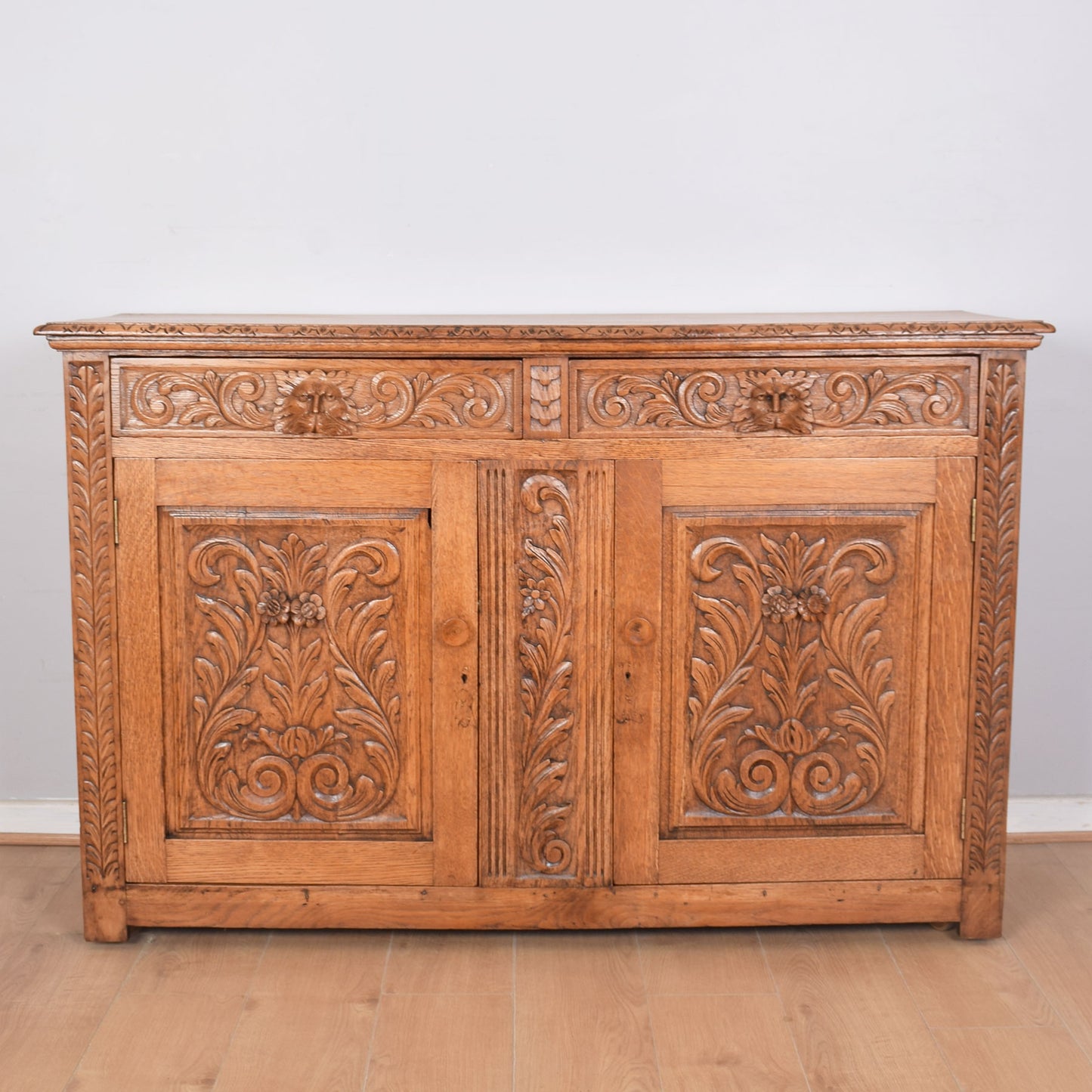 Ornate Oak Carved Greenman Sideboard