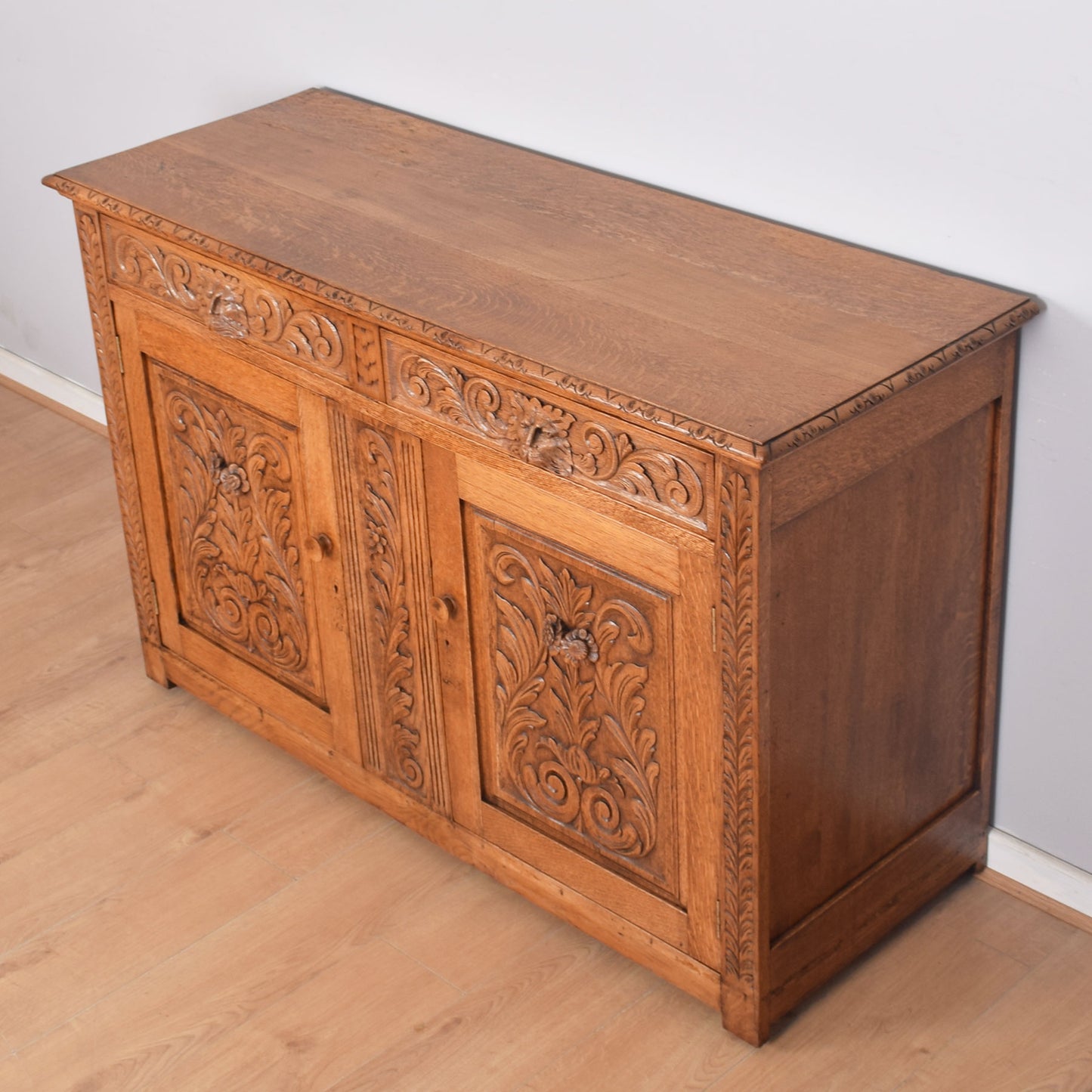 Ornate Oak Carved Greenman Sideboard