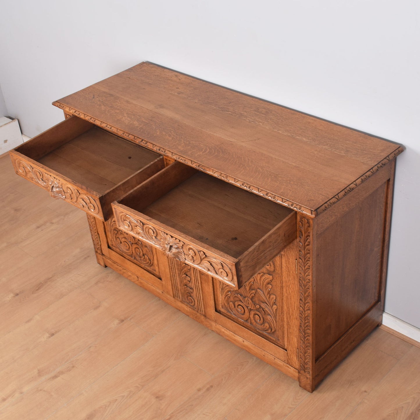 Ornate Oak Carved Greenman Sideboard