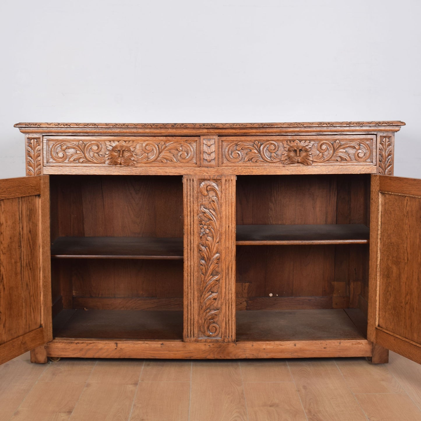 Ornate Oak Carved Greenman Sideboard