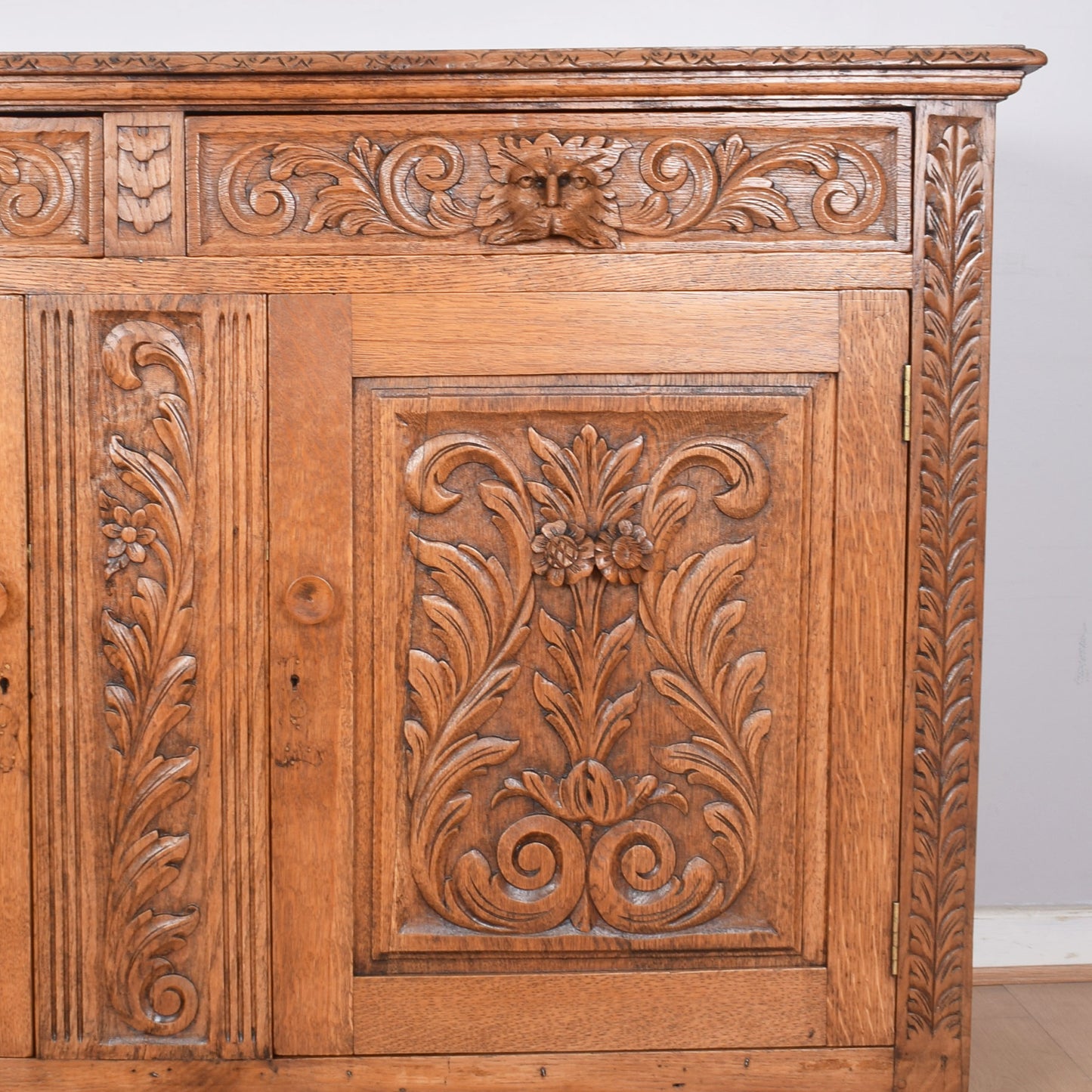 Ornate Oak Carved Greenman Sideboard