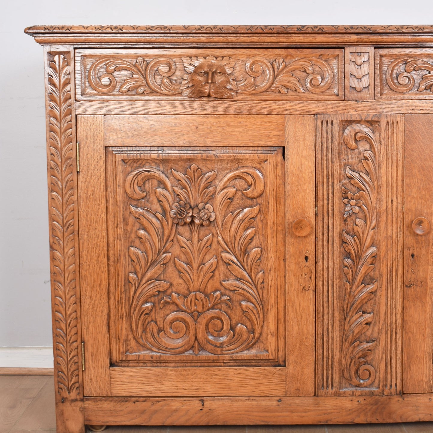 Ornate Oak Carved Greenman Sideboard