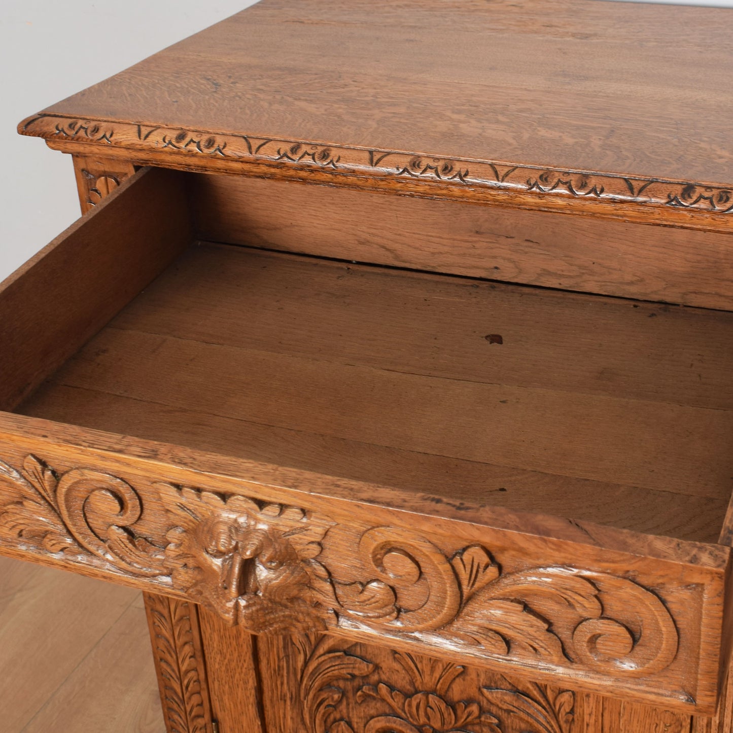 Ornate Oak Carved Greenman Sideboard