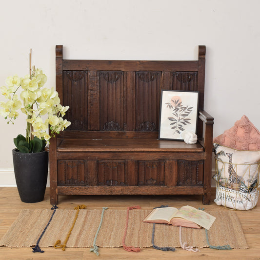 Solid Oak Antique Settle