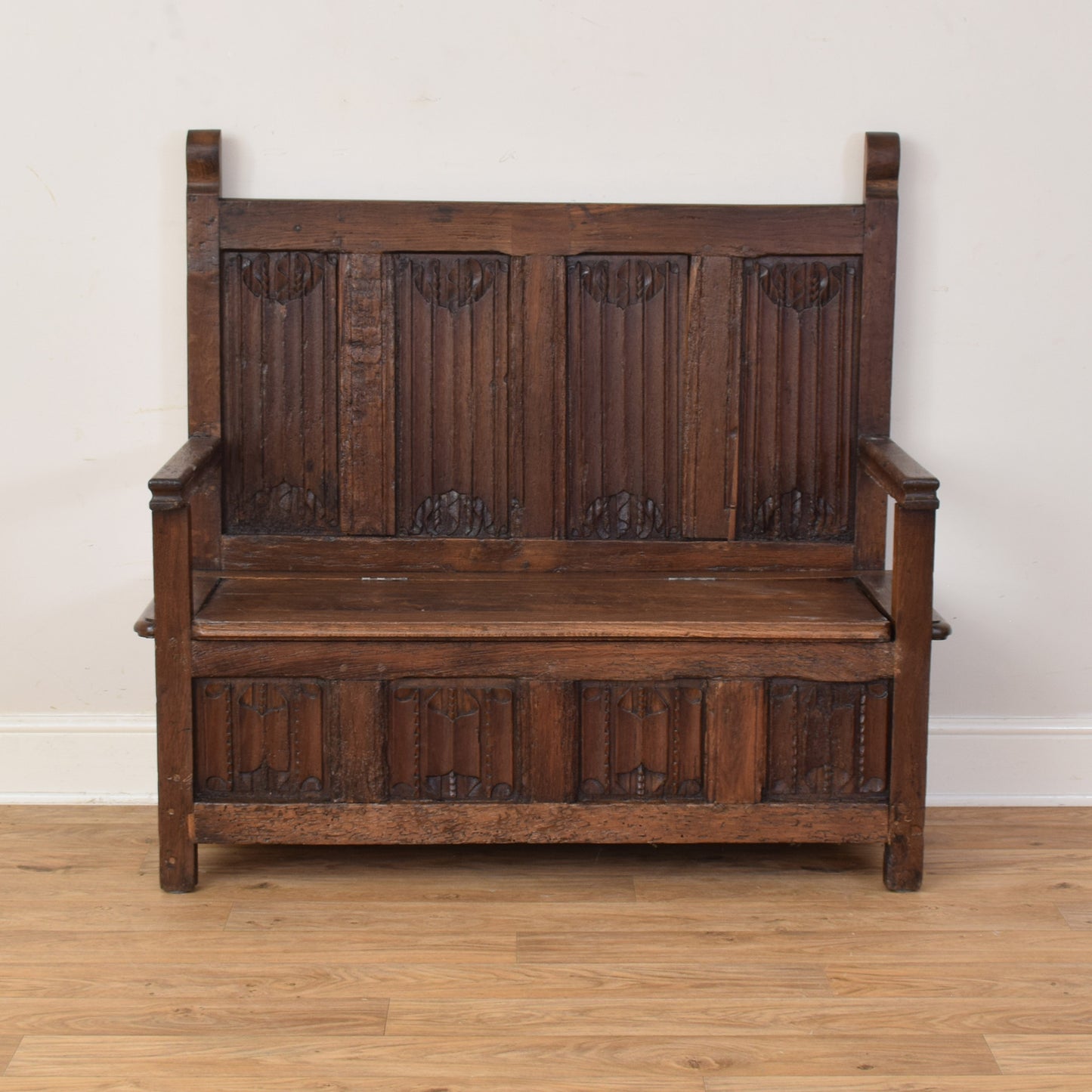 Solid Oak Antique Settle