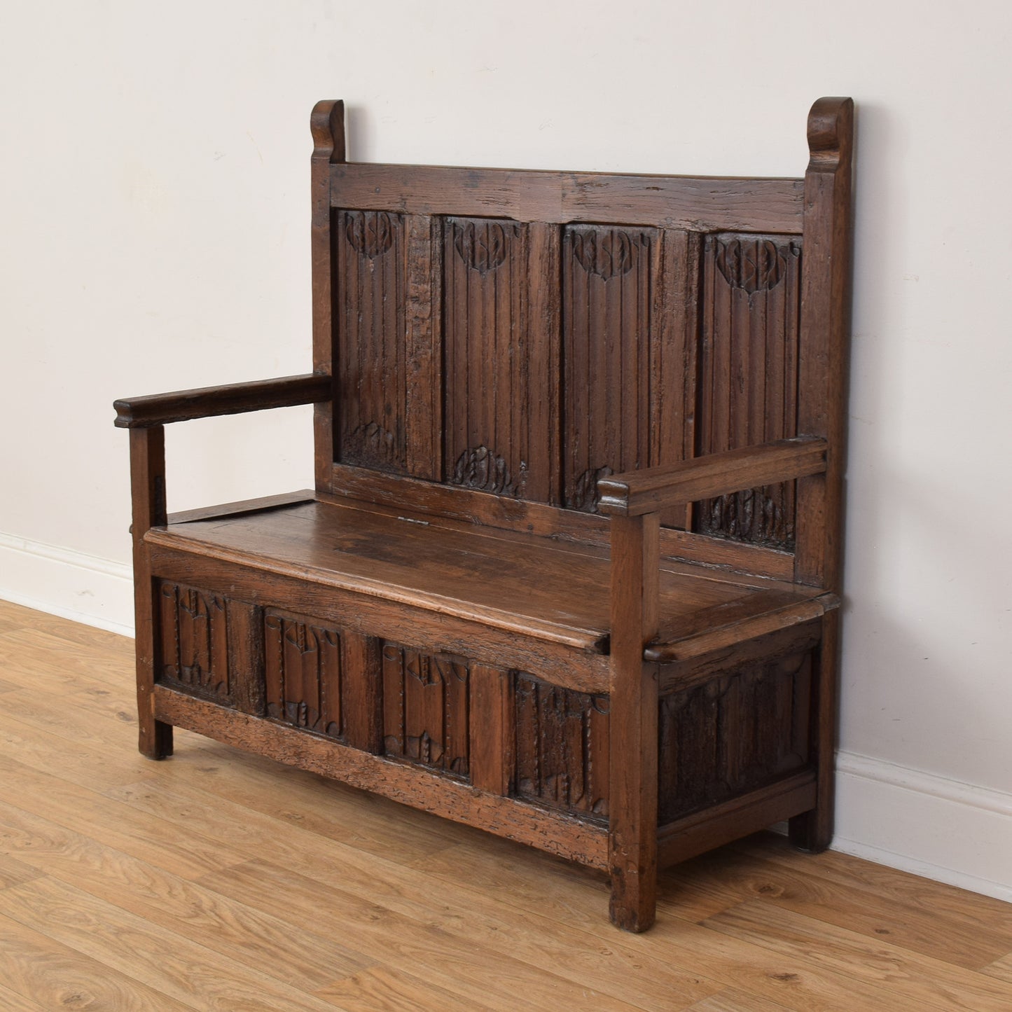 Solid Oak Antique Settle