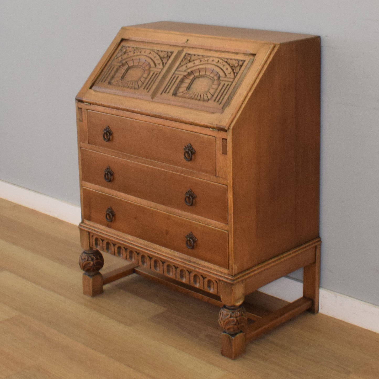 Ornate Oak Bureau