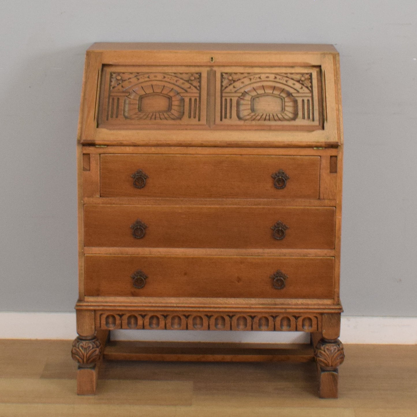 Ornate Oak Bureau