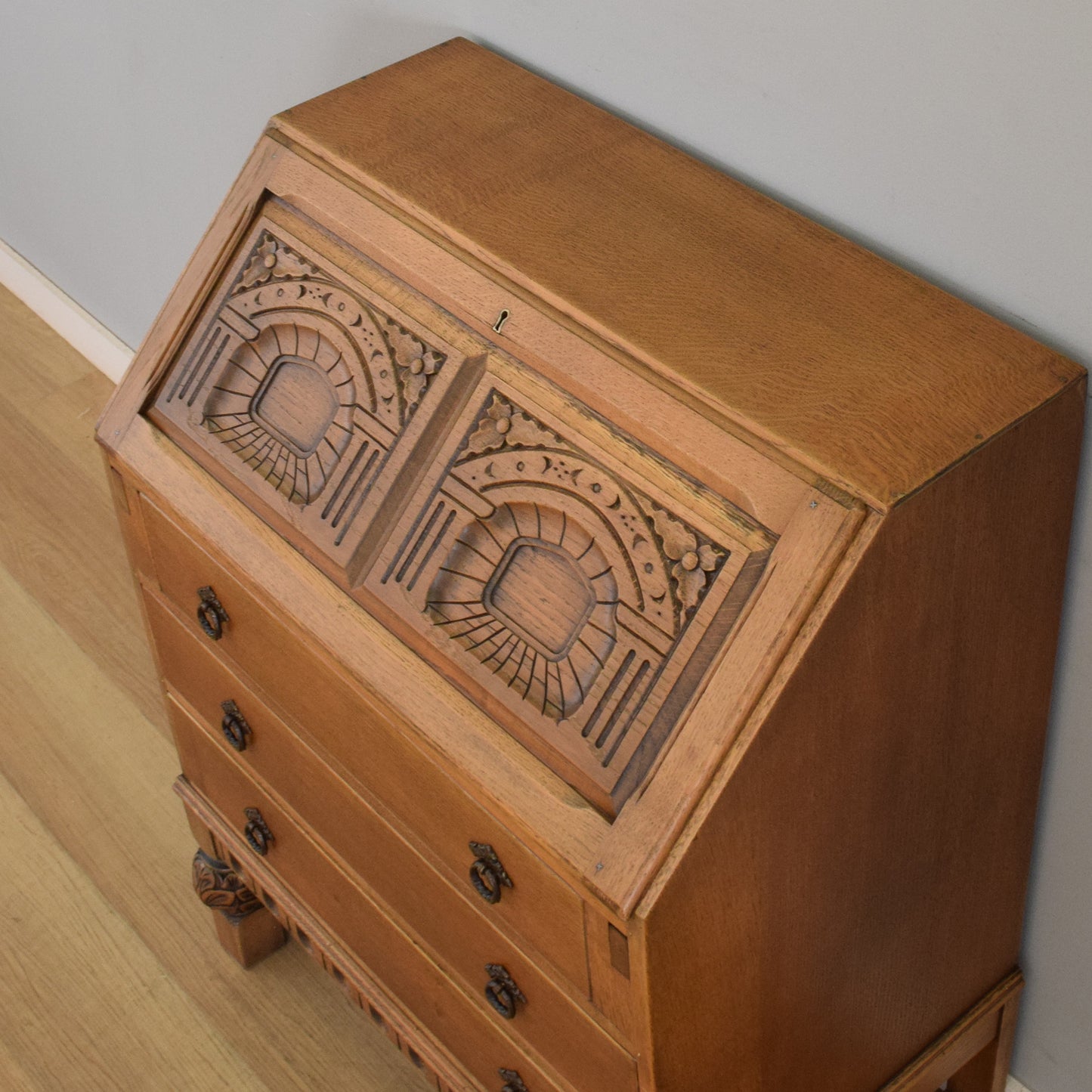 Ornate Oak Bureau