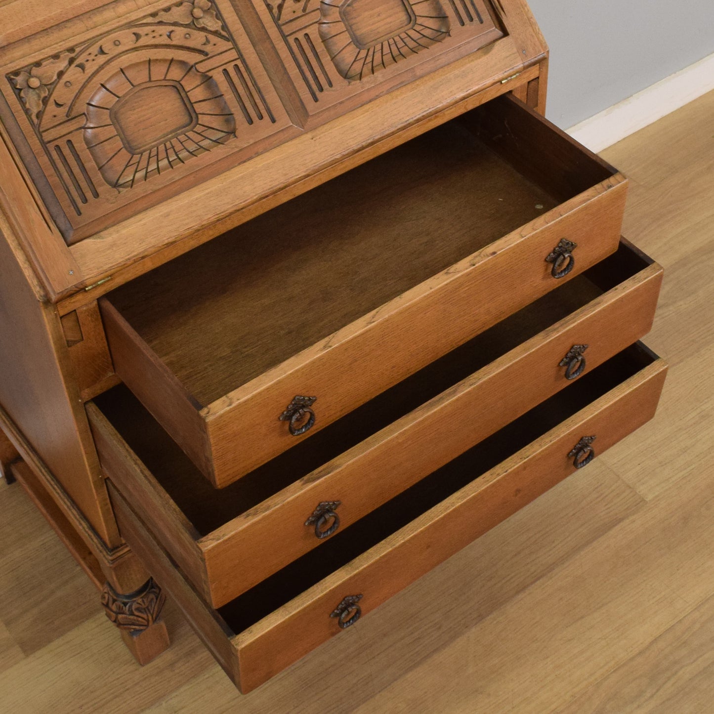 Ornate Oak Bureau