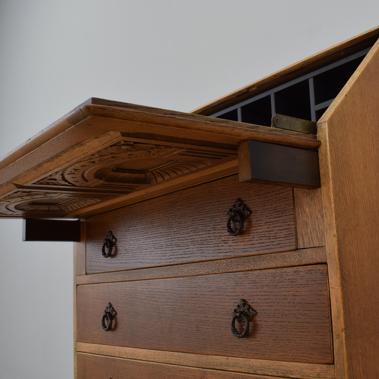 Ornate Oak Bureau