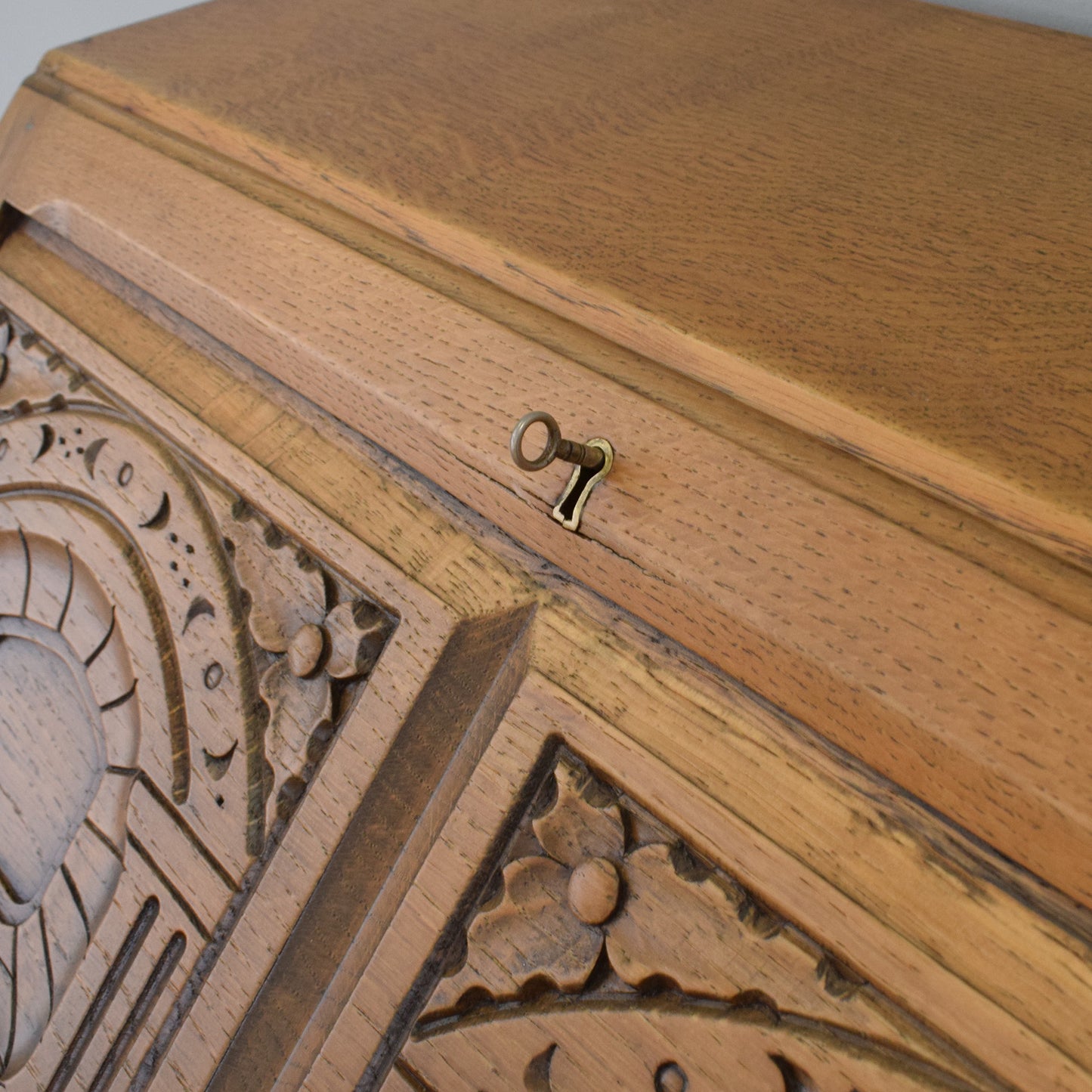 Ornate Oak Bureau