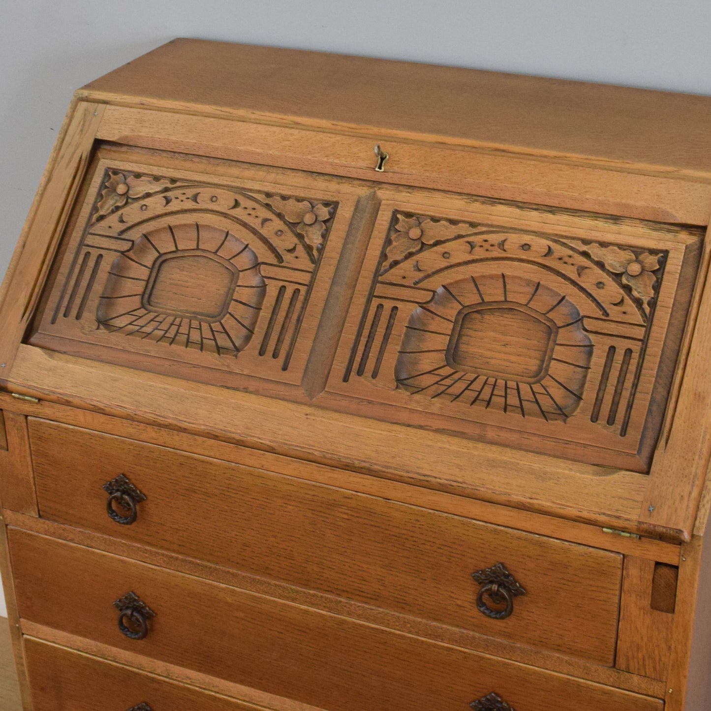 Ornate Oak Bureau